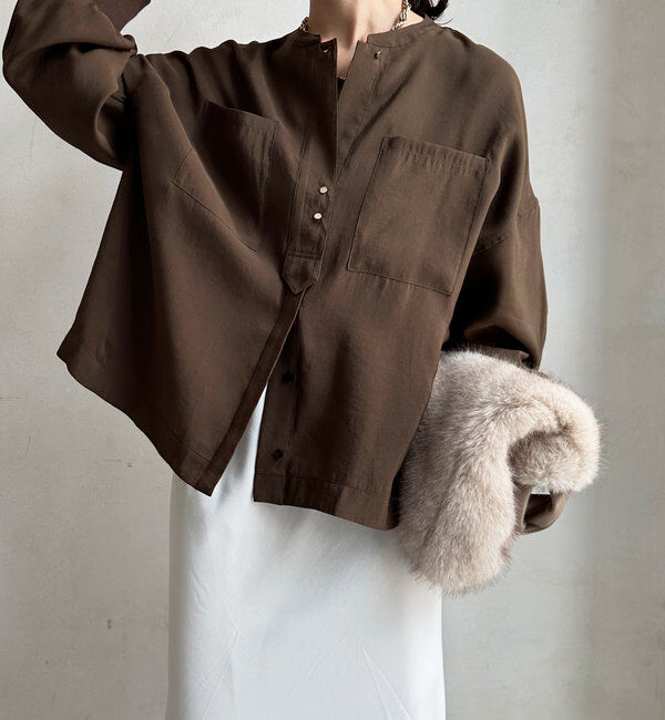  「【新色追加】リブブルゾン風シャツ」|シャツ・ブラウス|