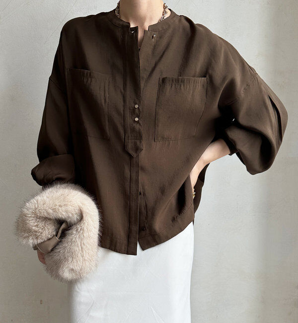  「【新色追加】リブブルゾン風シャツ」|シャツ・ブラウス|