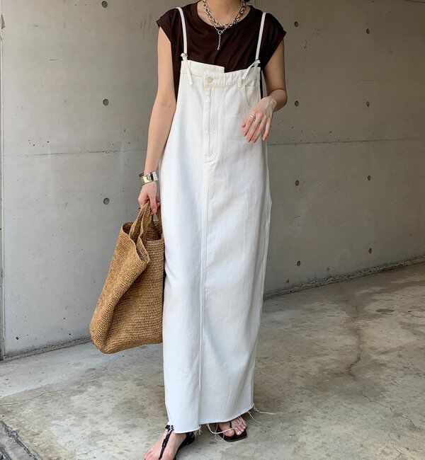  「裾フリンジデニムジャンスカ」|ワンピース|