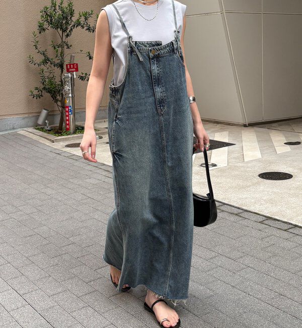  「裾フリンジデニムジャンスカ」|ワンピース|