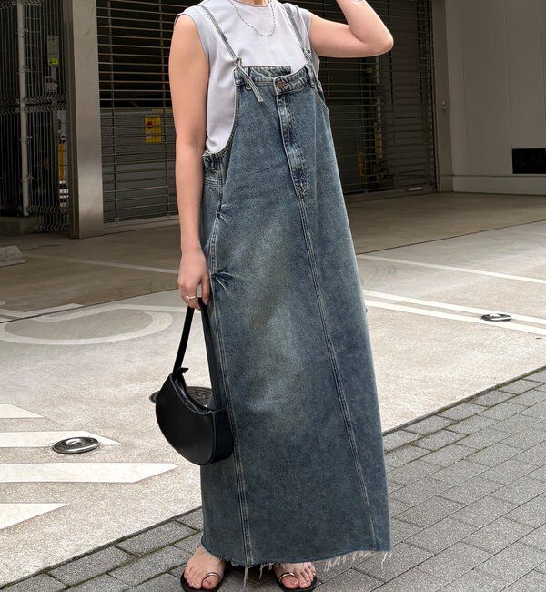  「裾フリンジデニムジャンスカ」|ワンピース|