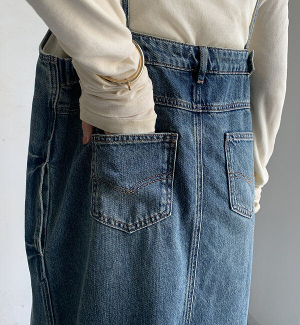  「裾フリンジデニムジャンスカ」|ワンピース|