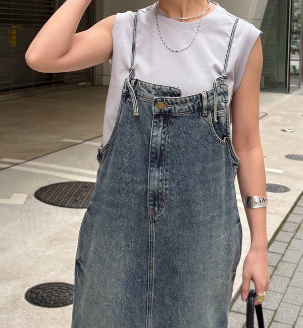  「裾フリンジデニムジャンスカ」|ワンピース|