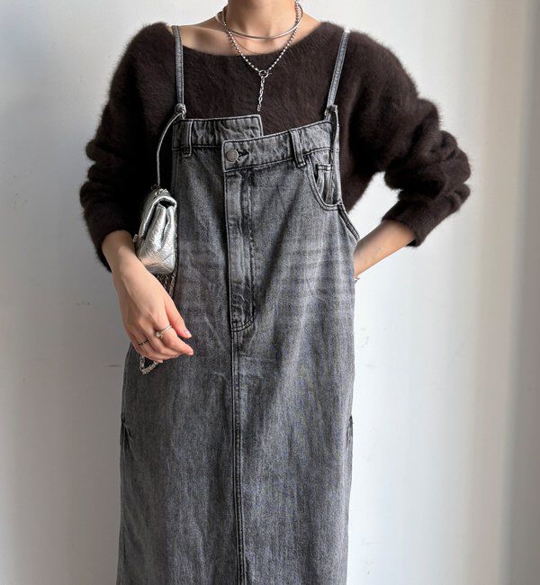  「裾フリンジデニムジャンスカ」|ワンピース|