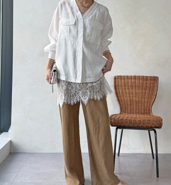  「【WEB限定】ノーカラーブルゾンライクシャツ」|シャツ・ブラウス|