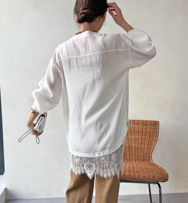  「【WEB限定】ノーカラーブルゾンライクシャツ」|シャツ・ブラウス|