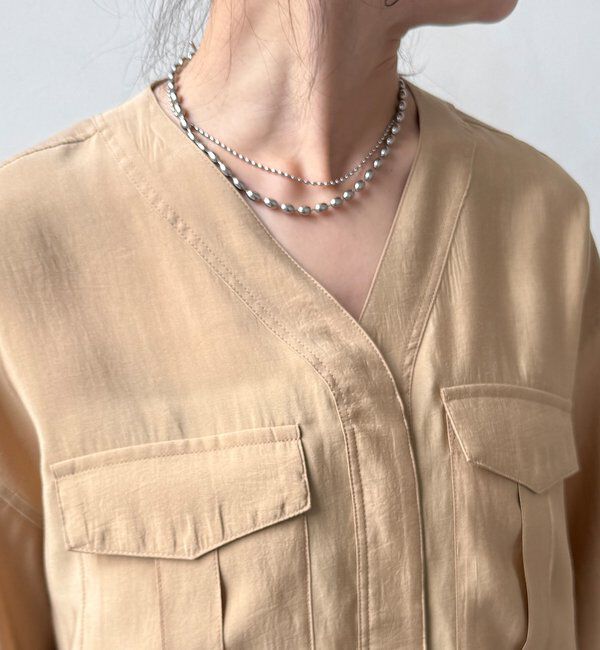  「【WEB限定】ノーカラーブルゾンライクシャツ」|シャツ・ブラウス|