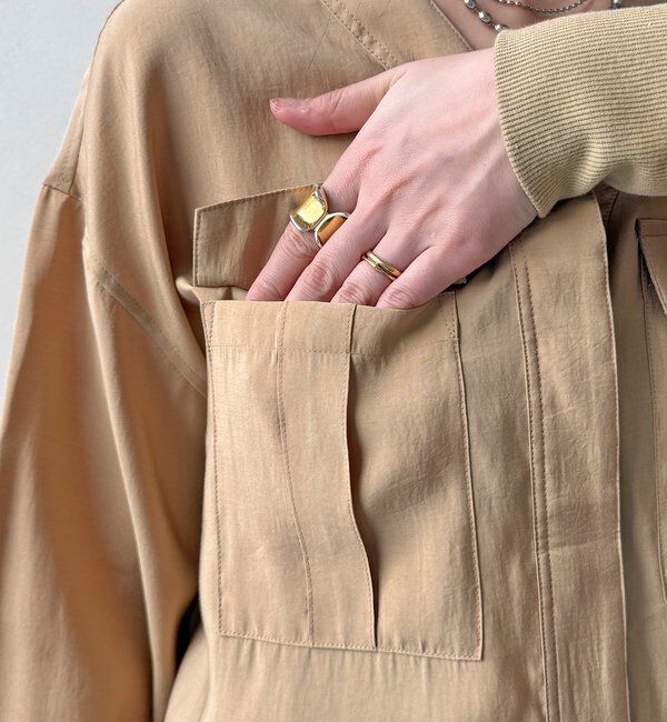  「【WEB限定】ノーカラーブルゾンライクシャツ」|シャツ・ブラウス|