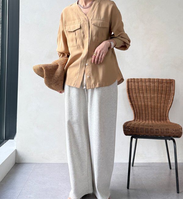  「【WEB限定】ノーカラーブルゾンライクシャツ」|シャツ・ブラウス|