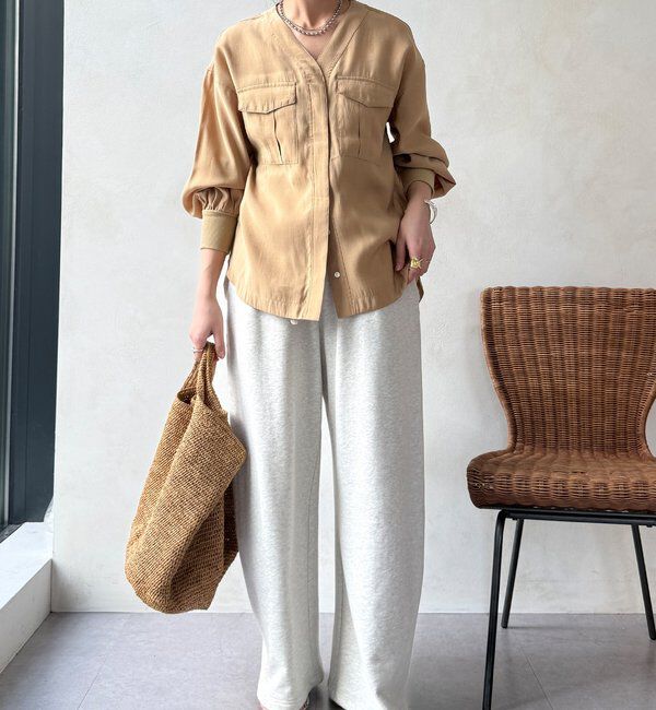  「【WEB限定】ノーカラーブルゾンライクシャツ」|シャツ・ブラウス|