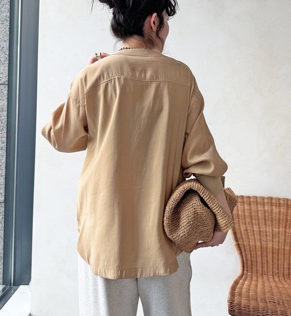 「【WEB限定】ノーカラーブルゾンライクシャツ」|シャツ・ブラウス|