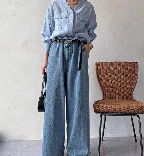  「【WEB限定】ノーカラーブルゾンライクシャツ」|シャツ・ブラウス|