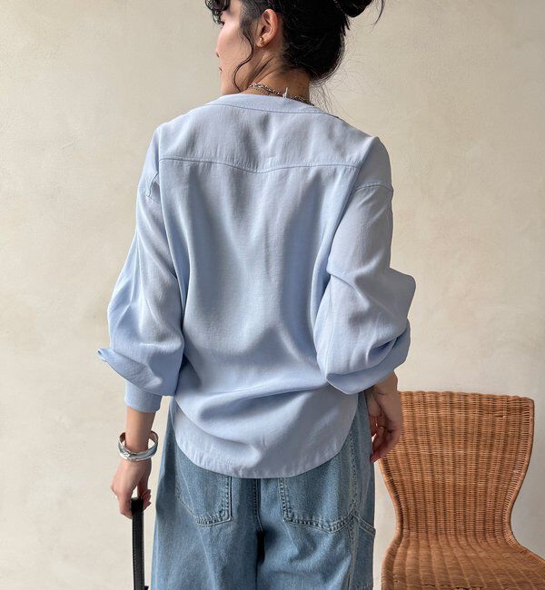  「【WEB限定】ノーカラーブルゾンライクシャツ」|シャツ・ブラウス|
