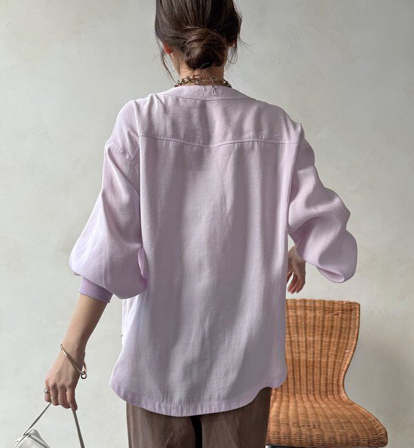  「【WEB限定】ノーカラーブルゾンライクシャツ」|シャツ・ブラウス|