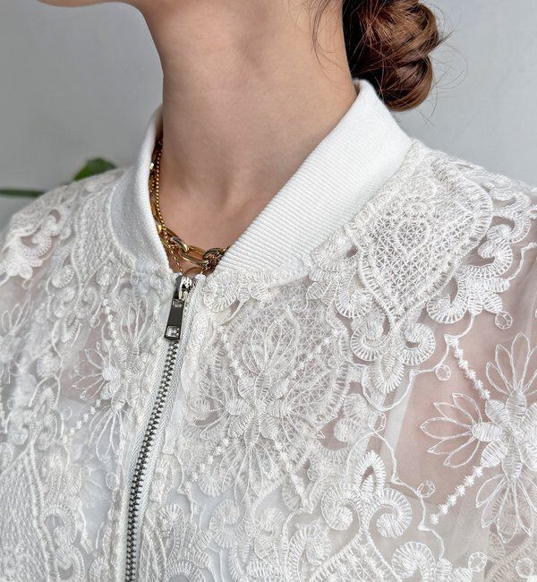  「【WEB限定】チュールレースブルゾン」|ブルゾン・スタジャン|