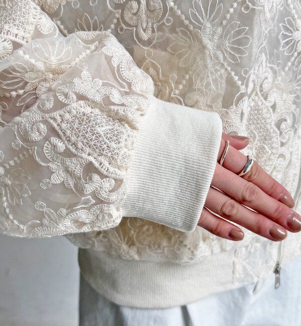  「【WEB限定】チュールレースブルゾン」|ブルゾン・スタジャン|