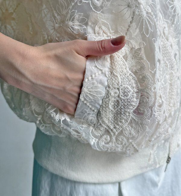  「【WEB限定】チュールレースブルゾン」|ブルゾン・スタジャン|