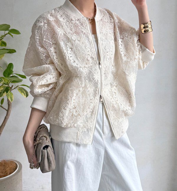  「【WEB限定】チュールレースブルゾン」|ブルゾン・スタジャン|