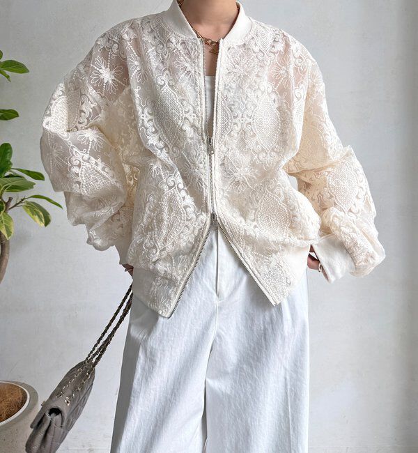  「【WEB限定】チュールレースブルゾン」|ブルゾン・スタジャン|