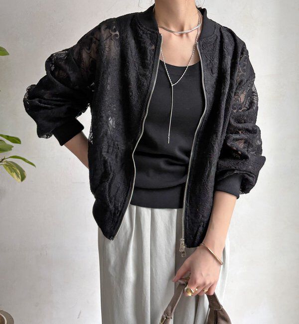  「【WEB限定】チュールレースブルゾン」|ブルゾン・スタジャン|