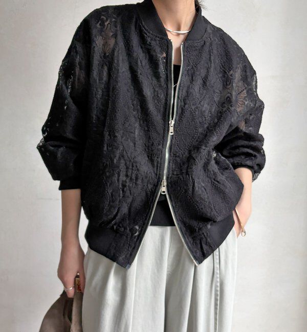  「【WEB限定】チュールレースブルゾン」|ブルゾン・スタジャン|