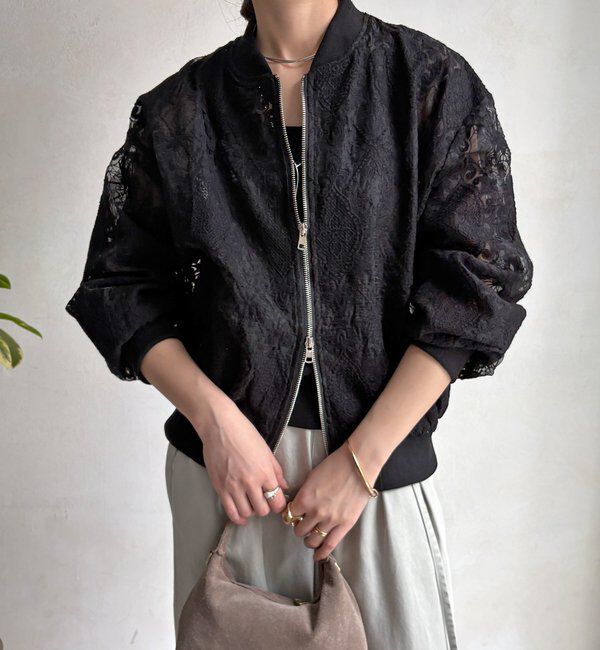  「【WEB限定】チュールレースブルゾン」|ブルゾン・スタジャン|