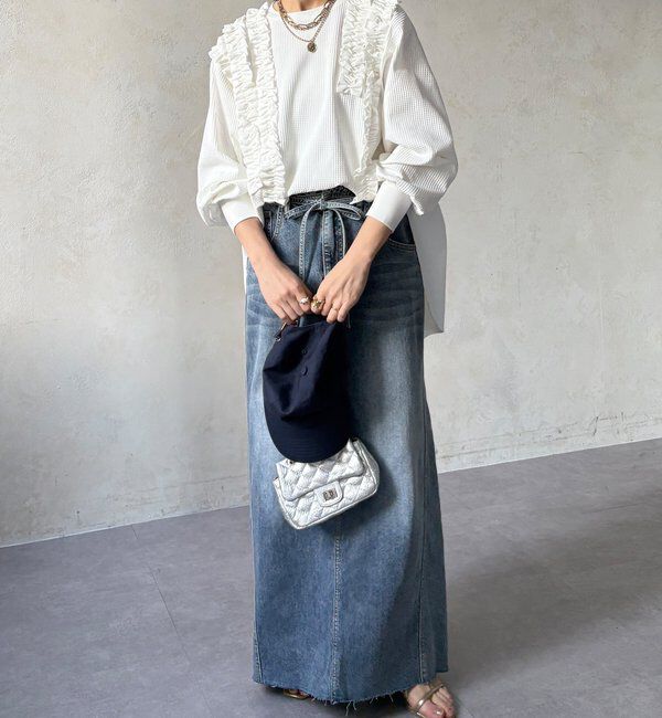  「【WEB/セットアップ可能】ランダムフリルワッフルトップス」|Tシャツ・カットソー|