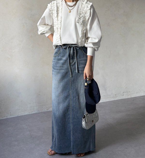  「【WEB/セットアップ可能】ランダムフリルワッフルトップス」|Tシャツ・カットソー|