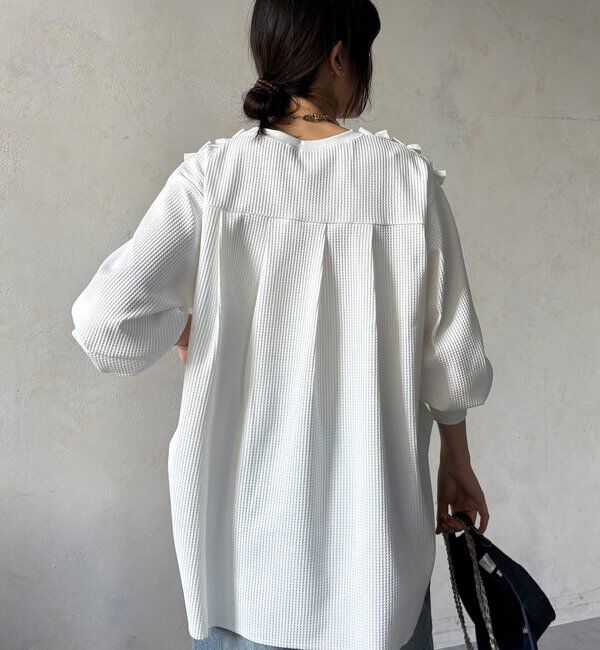  「【WEB/セットアップ可能】ランダムフリルワッフルトップス」|Tシャツ・カットソー|