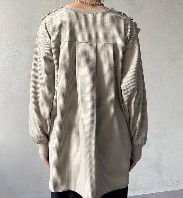  「【WEB/セットアップ可能】ランダムフリルワッフルトップス」|Tシャツ・カットソー|