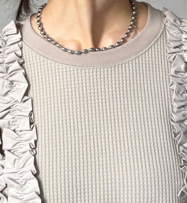  「【WEB/セットアップ可能】ランダムフリルワッフルトップス」|Tシャツ・カットソー|