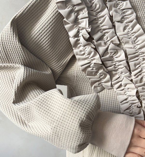  「【WEB/セットアップ可能】ランダムフリルワッフルトップス」|Tシャツ・カットソー|