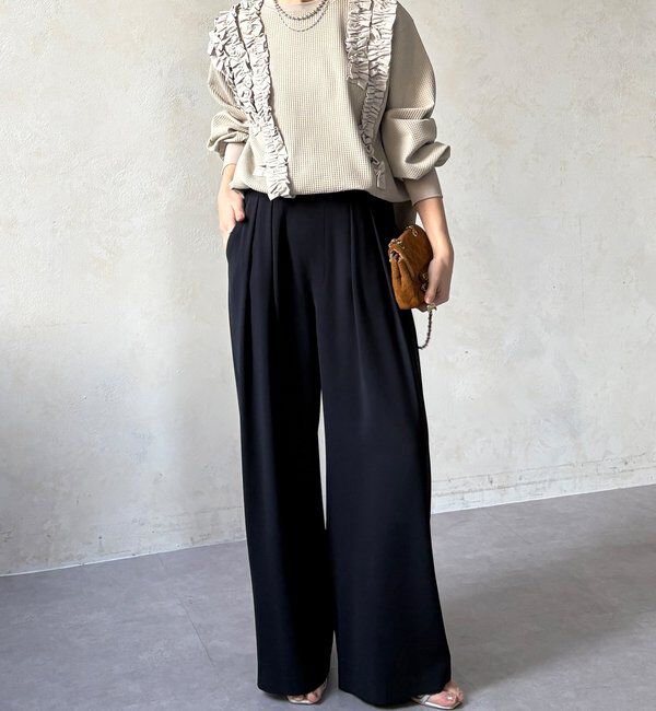  「【WEB/セットアップ可能】ランダムフリルワッフルトップス」|Tシャツ・カットソー|