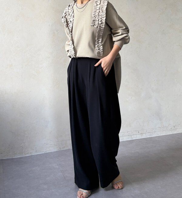  「【WEB/セットアップ可能】ランダムフリルワッフルトップス」|Tシャツ・カットソー|