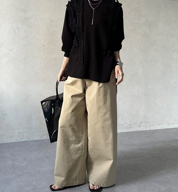  「【WEB/セットアップ可能】ランダムフリルワッフルトップス」|Tシャツ・カットソー|