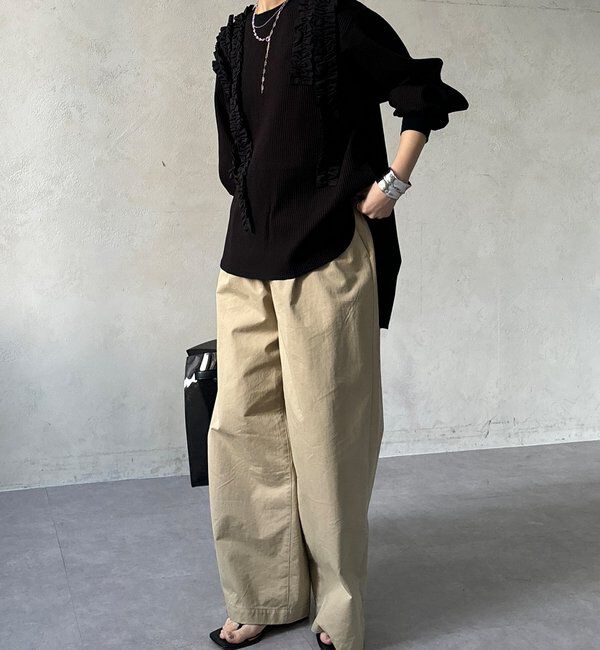  「【WEB/セットアップ可能】ランダムフリルワッフルトップス」|Tシャツ・カットソー|