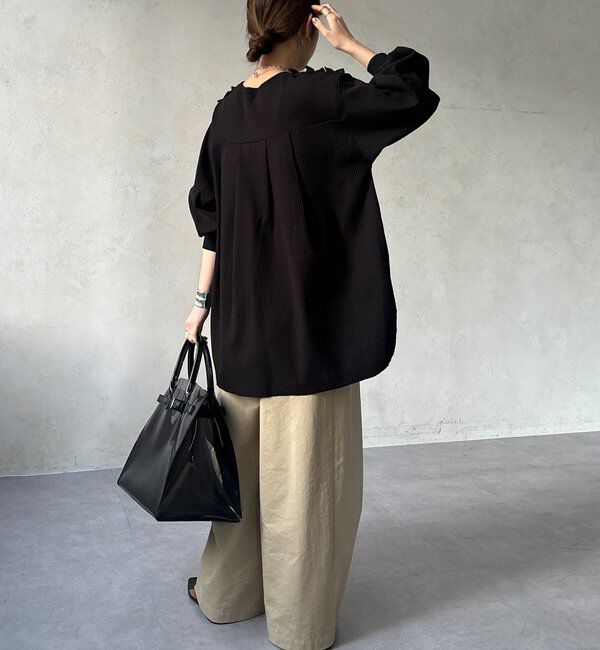  「【WEB/セットアップ可能】ランダムフリルワッフルトップス」|Tシャツ・カットソー|