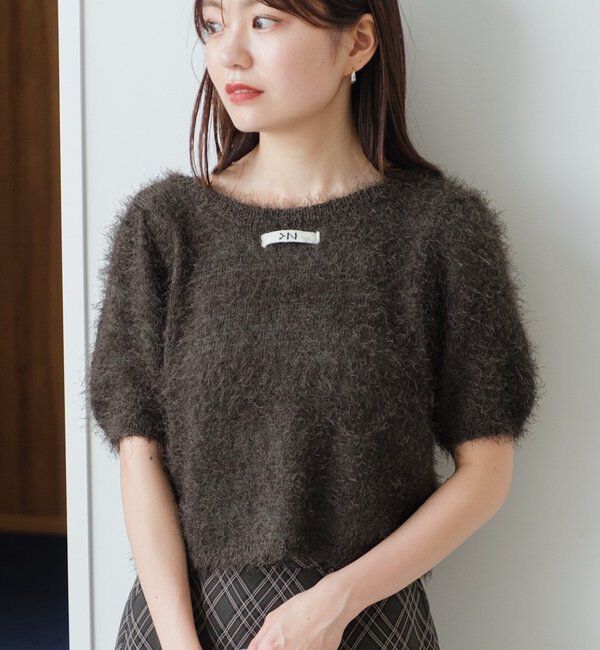  「【新色追加/セットアップ対応/前後2WAY】シャギー半袖カーディガン」|カーディガン|