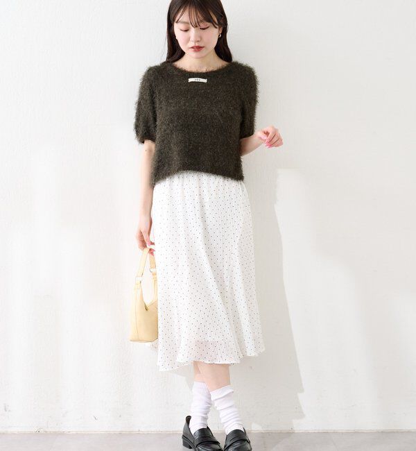  「【新色追加/セットアップ対応/前後2WAY】シャギー半袖カーディガン」|カーディガン|