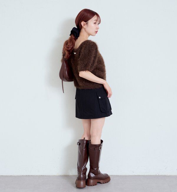  「【新色追加/セットアップ対応/前後2WAY】シャギー半袖カーディガン」|カーディガン|