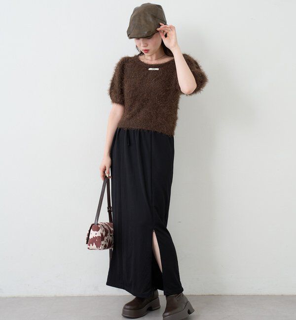  「【新色追加/セットアップ対応/前後2WAY】シャギー半袖カーディガン」|カーディガン|