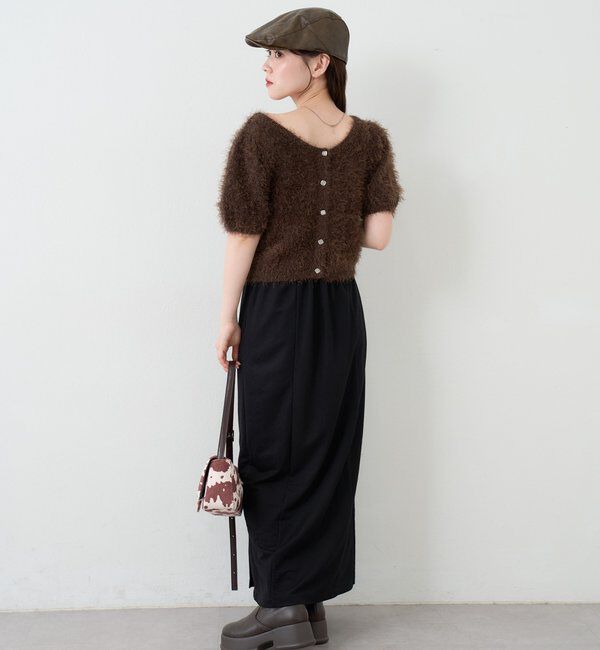  「【新色追加/セットアップ対応/前後2WAY】シャギー半袖カーディガン」|カーディガン|