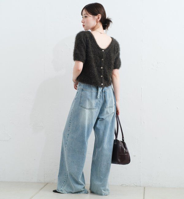  「【新色追加/セットアップ対応/前後2WAY】シャギー半袖カーディガン」|カーディガン|