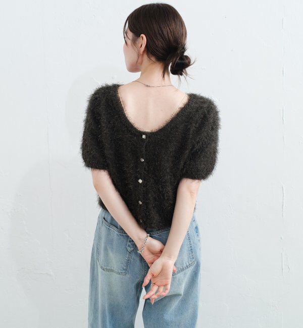  「【新色追加/セットアップ対応/前後2WAY】シャギー半袖カーディガン」|カーディガン|