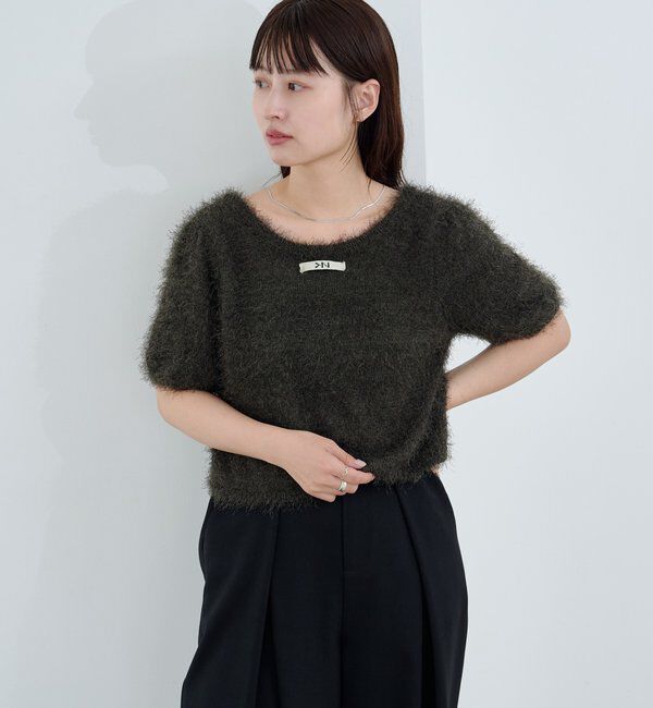  「【新色追加/セットアップ対応/前後2WAY】シャギー半袖カーディガン」|カーディガン|