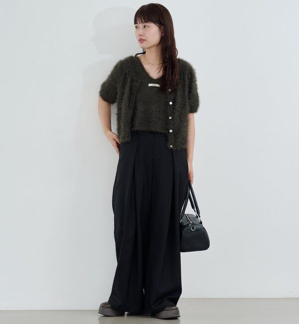  「【新色追加/セットアップ対応/前後2WAY】シャギー半袖カーディガン」|カーディガン|