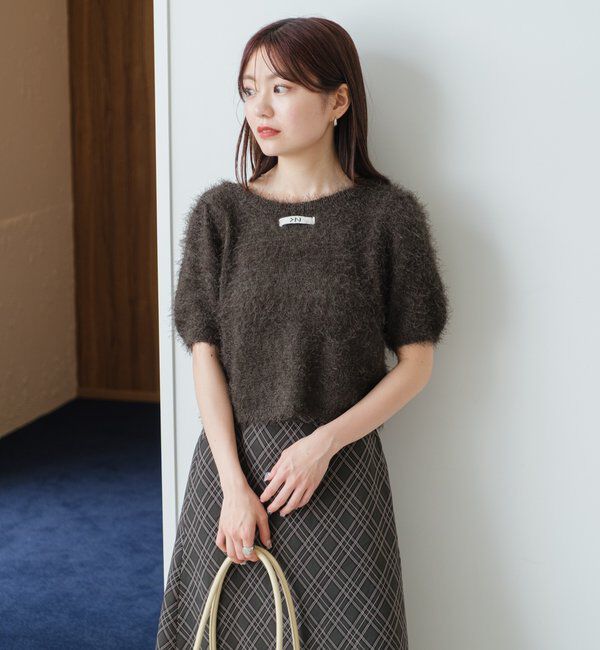  「【新色追加/セットアップ対応/前後2WAY】シャギー半袖カーディガン」|カーディガン|