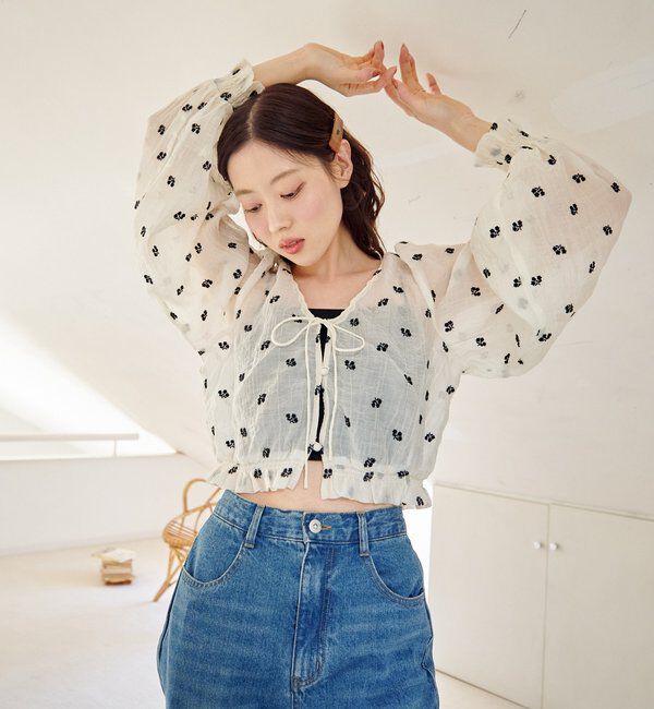  「【4色展開】フラワーステッチブラウス」|シャツ・ブラウス|