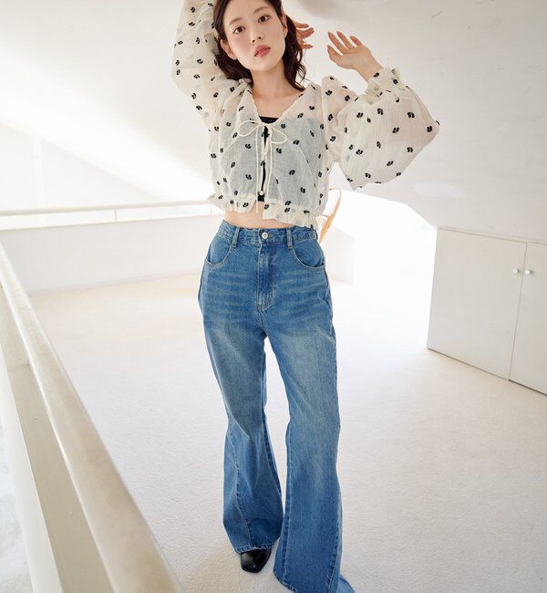  「【4色展開】フラワーステッチブラウス」|シャツ・ブラウス|