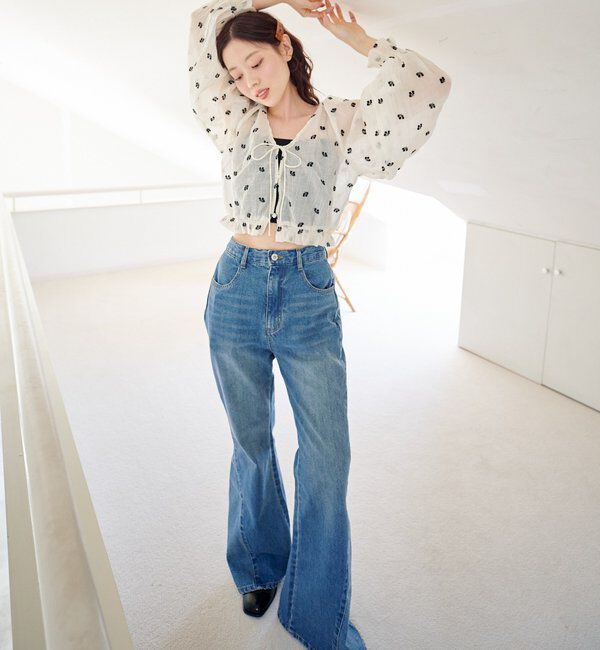  「【4色展開】フラワーステッチブラウス」|シャツ・ブラウス|